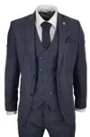 Oliver Tweed Mens Blue Wool 3 Piece Suit Double Breasted Waistcoat Tweed Peaky Blinders 1920s In Blue