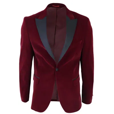 Oliver Tweed Mens Burgundy Velvet Dinner Tuxedo Suit Jacket Blazer In Red