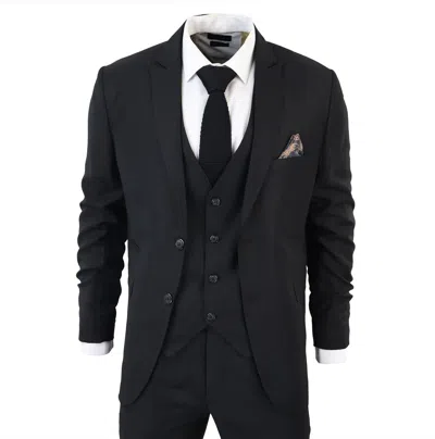 Oliver Tweed Mens Im1 Classic Plain Black 3 Piece Suit