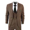 Oliver Tweed Mens Im1 Classic Plain Brown 3 Piece Suit In Brown