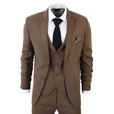 Oliver Tweed Mens Im1 Classic Plain Brown 3 Piece Suit