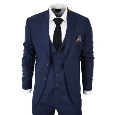 Oliver Tweed Mens Im1 Classic Plain Navy 3 Piece Suit In Blue