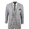 Oliver Tweed Mens Light Grey 3 Piece Velvet Trims Tailored Fit Suit In Grey