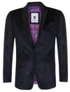 Oliver Tweed Mens Navy Velvet Paisley Blazer Dinner Jacket In Blue