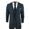 Oliver Tweed Mens Olive Green 3 Piece Check Tailored Fit Suit In Green