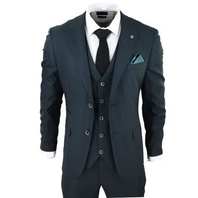 Oliver Tweed Mens Olive Green 3 Piece Check Tailored Fit Suit