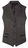 Oliver Tweed Womens Tweed 1920s Herringbone Grey Waistcoat In Grey