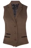 Oliver Tweed Womens Tweed 1920s Herringbone Light Brown Waistcoat In Brown