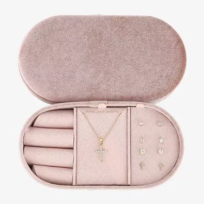 Olivia And Jackson Womens Cubic Zirconia Cross Round Marquise 5-pc. Jewelry Set With Travel Case In Gold