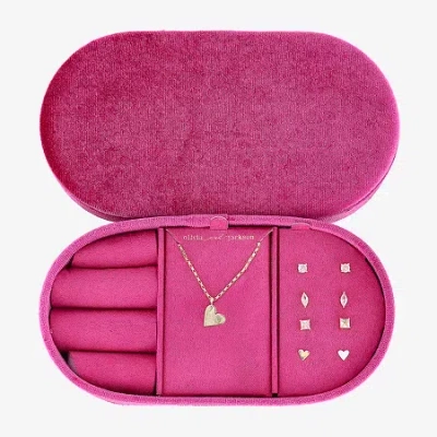 Olivia And Jackson Womens Cubic Zirconia Heart Round Marquise 5-pc. Jewelry Set With Travel Case In Gold