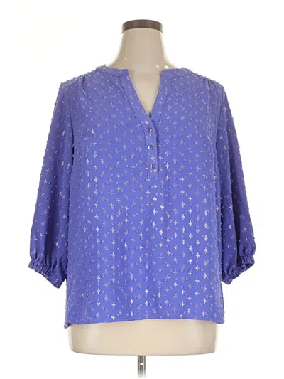Pre-owned Olivia & Martin 3/4 Sleeve Blouse In Blue