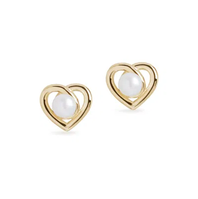 Olivia & Pearl Open Heart Stud Earrings In Ohse/rg