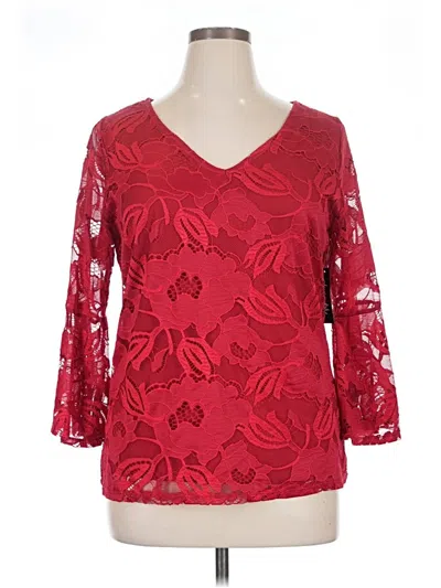 Olivia Blu 3/4 Sleeve Blouse In Red