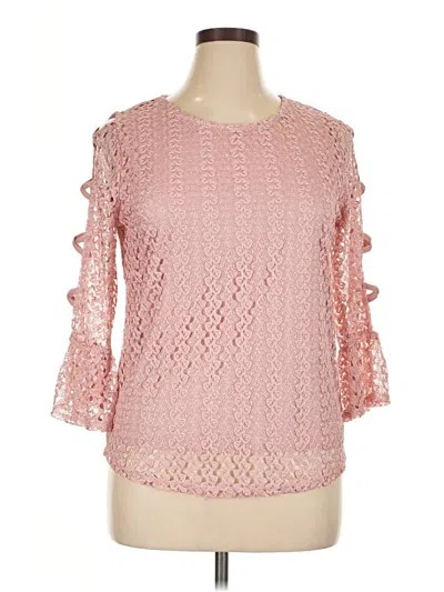 Pre-owned Olivia Blu 3/4 Sleeve Top Pink Boatneck Tops