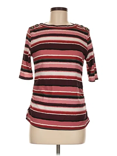Pre-owned Olivia Blu Short Sleeve Top Burgundy Boatneck Tops