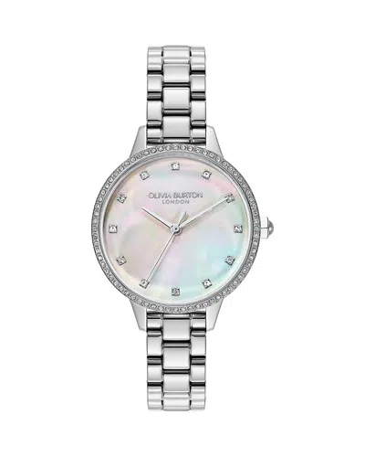 Olivia Burton Women's Captivate Silver Tone Stainless Steel Bracelet Watch, 34mm In Gray