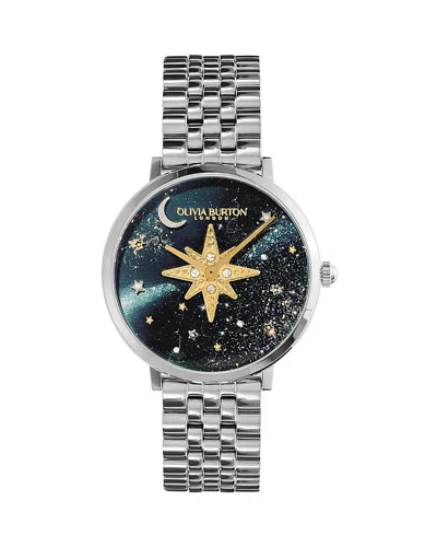 Olivia Burton Women's Celestial Nova Silver-tone Stainless Steel Bracelet Watch 35mm