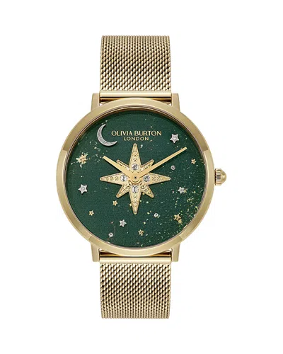 Olivia Burton Women's Celestial Nova Gold Tone Stainless Steel Mesh Bracelet Watch, 35mm