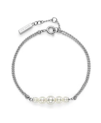 Olivia Burton Cultivated Pearls And Beads Silver Tone Bracelet