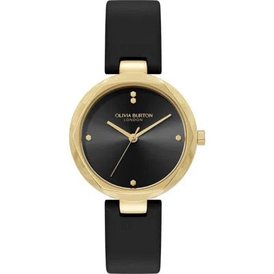 Olivia Burton Dimension Leather Strap Watch, 32mm In Black