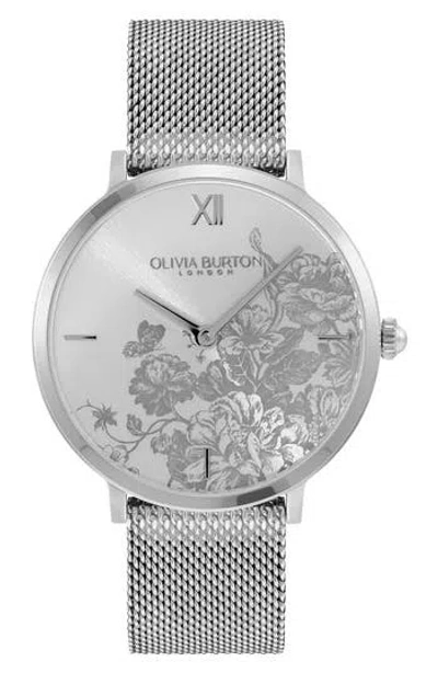 Olivia Burton Floral Blooms Mesh Strap Watch, 35mm In Metallic