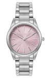 Olivia Burton Women's Glowful Silver Tone Stainless Steel Bracelet Watch, 34mm In Purple
