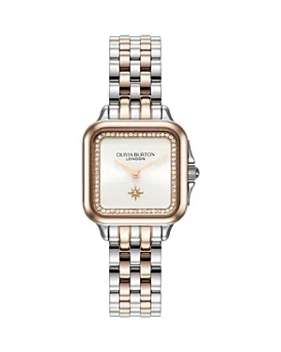 Olivia Burton Grosvenor Watch, 28mm X 28mm In White/two-tone