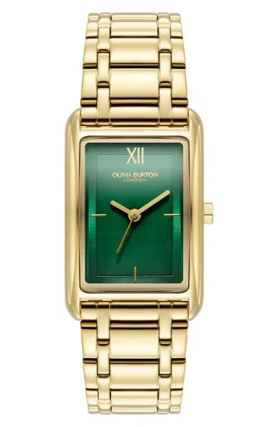 Olivia Burton Women's Grove Gold-tone Stainless Steel Watch 23mm In Gold/forest Green