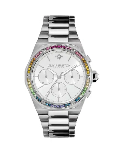 Olivia Burton Women's Hexa Multifunction Silver-tone Stainless Steel Bracelet Watch 38mm