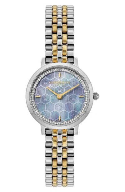 Olivia Burton Honey Comb Ultra Slim Watch, 28mm In Blue/two Tone