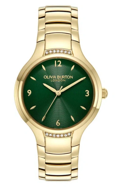 Olivia Burton Women's Lea Gold-tone Stainless Steel Watch 34mm In Forest Green