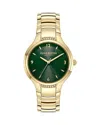 Olivia Burton Women's Lea Gold-tone Stainless Steel Watch 34mm In Green/gold