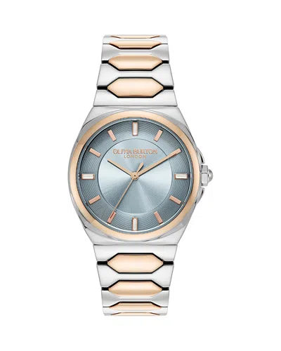 Olivia Burton Women's Lustre Silver And Rose Gold-tone Stainless Steel Bracelet Watch 34mm