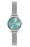 Olivia Burton Women's Mini Classic Silver Tone Stainless Steel Mesh Bracelet Watch, 23mm In Blue