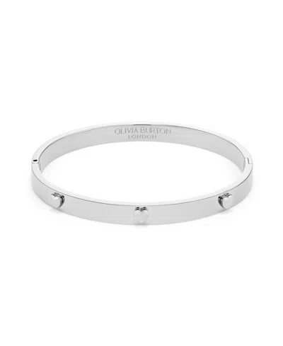Olivia Burton Mini Heart Silver Tone Stainless Steel Bangle Bracelet