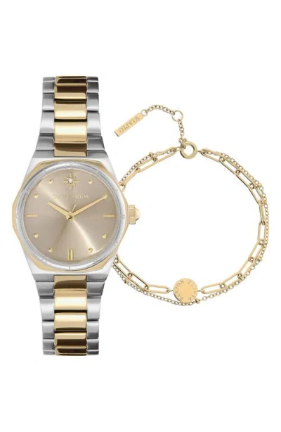Olivia Burton Women's Two-tone Stainless Steel Bracelet Watch, 28mm Gift Set