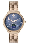 Olivia Burton Women's Moonphase Rose Gold Tone Stainless Steel Mesh Bracelet Watch, 34mm In Gold