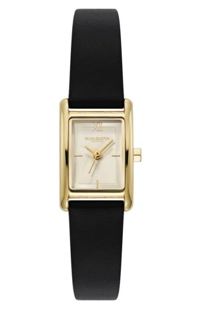 Olivia Burton Petit Grove Tank Leather Strap Watch, 16mm X 24mm In White