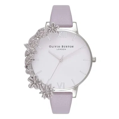 Olivia Burton Purple Artificial Leather Dress Watch In Metallic
