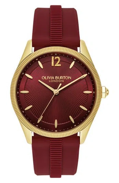 Olivia Burton Radiate Silicone Strap Watch, 38mm In Burgundy
