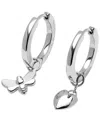 Olivia Burton Signature Multi Charm Silver-tone Huggies Earring Set In Silver-tone