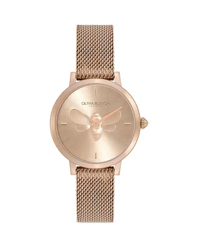Olivia Burton Women's Ultra Slim Bee Carnation Gold-tone Steel Watch 28mm