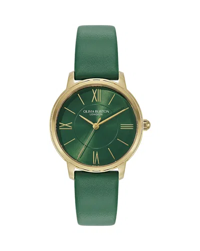 Olivia Burton Women's Westbourne Green Leather Strap Watch, 30mm In Blue