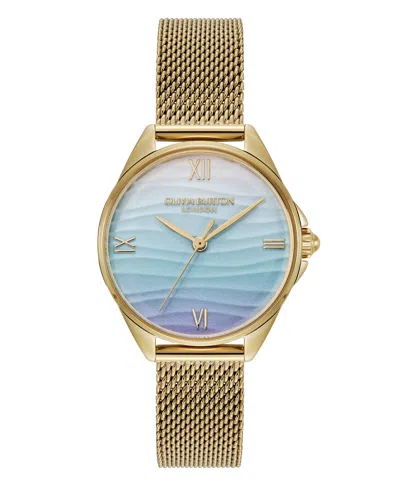 Olivia Burton Women's Azure Gold Tone Stainless Steel Mesh Bracelet Watch, 30mm