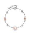 Olivia Burton By The Sea Cultivated Pearl Silver Tone Bracelet In Silver