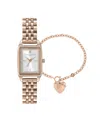 Olivia Burton Women's Carnation Gold-tone Stainless Steel Bracelet Watch, 25.5mm Gift Set In Carnation Gold