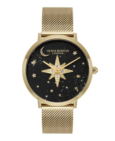 Olivia Burton Women's Celestial Nova Gold Tone Stainless Steel Mesh Bracelet Watch, 35mm