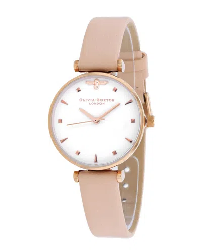 Olivia Burton Queen Bee White Dial Ladies Watch Ob16am95 In Gold / Gold Tone / Nude / Peach / Rose / Rose Gold / Rose Gold Tone / White