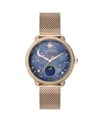 Olivia Burton Women's Moonphase Rose Gold Tone Stainless Steel Mesh Bracelet Watch, 34mm