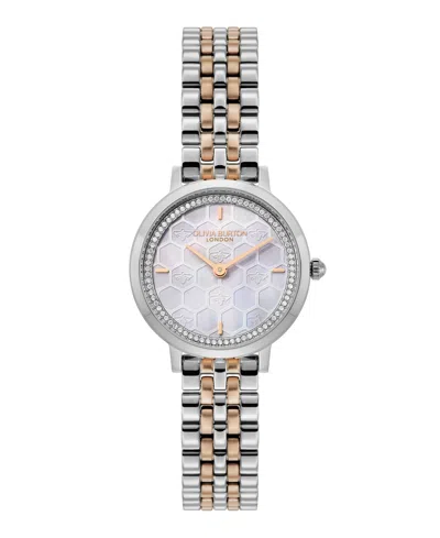 OLIVIA BURTON WOMEN'S HONEYCOMB ULTRA SLIM TWO-TONE BRACELET WATCH, 28MM